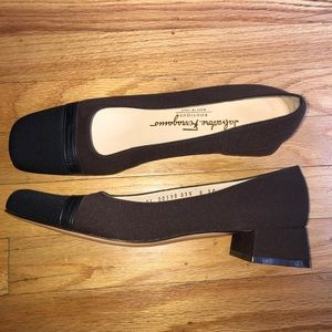 Ferragamo square toe block heels